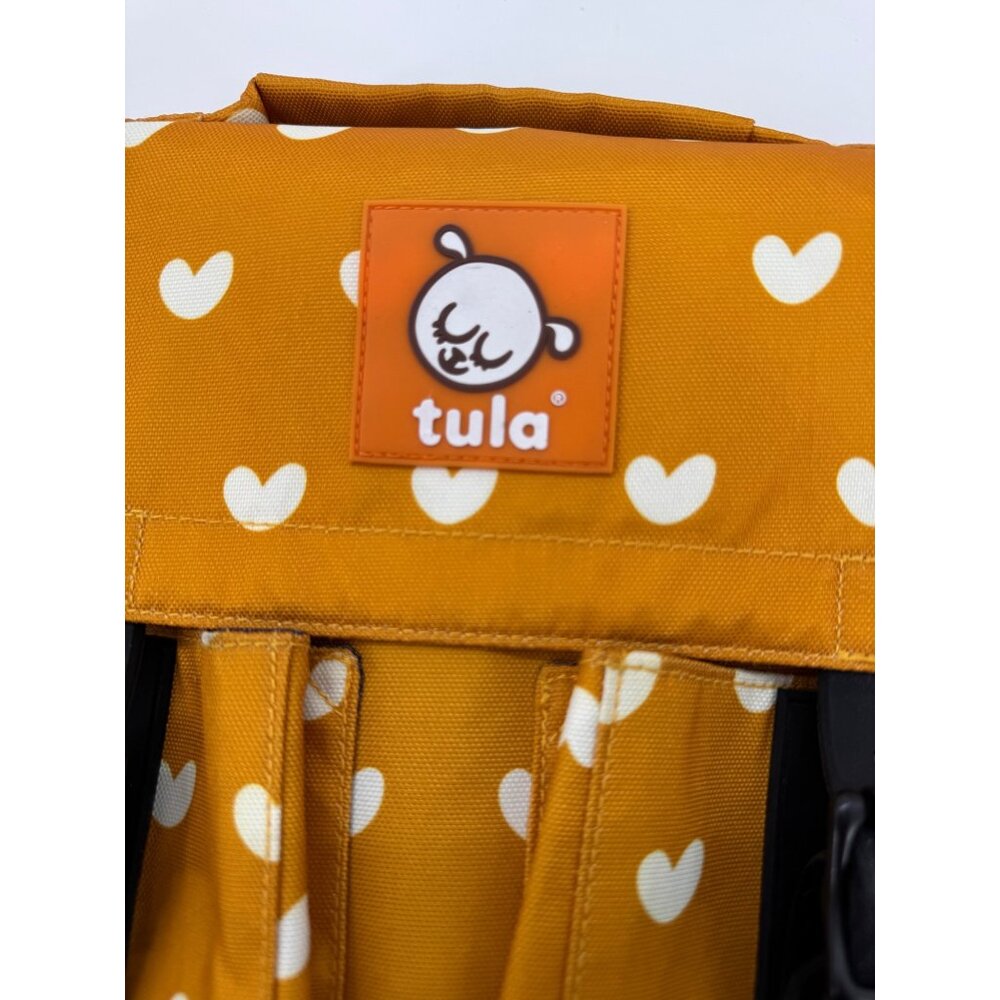 Tula Kids Backpack With Heart Print - Mustard Yellow & White - Dual Buckle Close - Picture 2 of 14